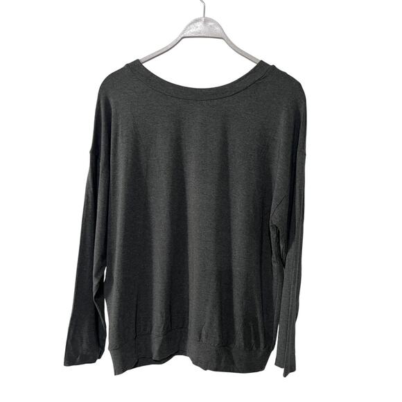 ALFANI WOMENS LARGE SOFT LONG-SLEEVE LOUNGE SLEEP TOP CHARCOAL HEATHER GRAY NEW - Picture 4 of 12